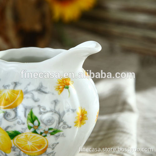 Elegant Fine New Bone China Tea Coffee Sugar Pot of Lemon Fragrance